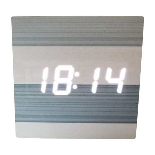 Luminous Silent Thermo-Hygrometer Blue Color Bar Alarm Clock Electronic Clock Square White Light