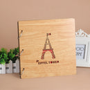 2 PCS 16 Inch Mahogany DIY Photo Album Commemorative Loose-Leaf Photo Album Creative Gift(Eiffel Tower)