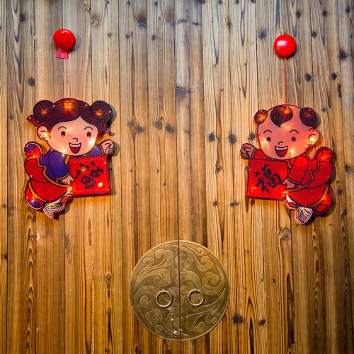 New Year Pendant Lantern Spring Festival Home Wall-Mounted Decorative Light, Style: A Pair of Lucky Doll