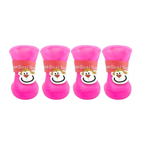 Pet Cartoon Silicone Rain Boots Waterproof Non-Slip Cold-Resistant Dog Shoes, Size: S(Pink)