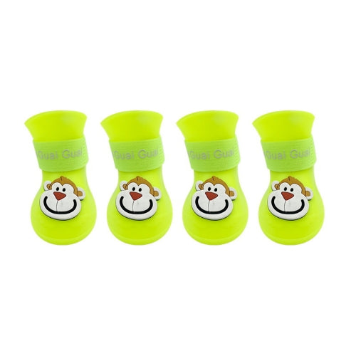 Pet Cartoon Silicone Rain Boots Waterproof Non-Slip Cold-Resistant Dog Shoes, Size: L(Yellow)
