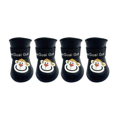 Pet Cartoon Silicone Rain Boots Waterproof Non-Slip Cold-Resistant Dog Shoes, Size: XL(Black)