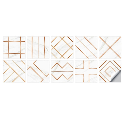 2 Sets Geometric Pattern Staircase Wall Tile Sticker Kitchen Stove Water And Oil Proof Stickers, Specification: M: 15x15cm(HT-011 Copper)