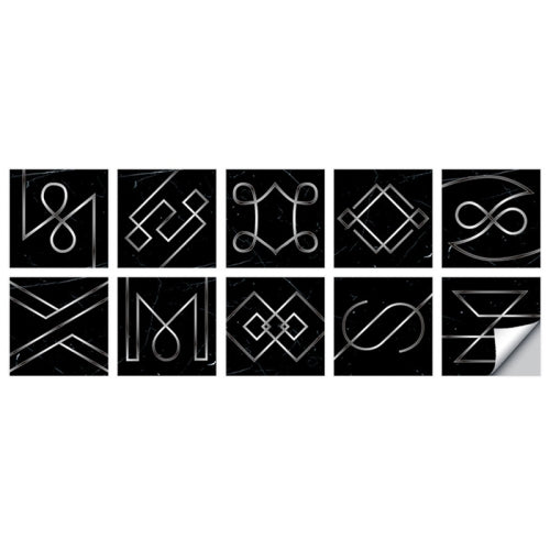 2 Sets Geometric Pattern Staircase Wall Tile Sticker Kitchen Stove Water And Oil Proof Stickers, Specification: L: 20x20cm(HT-020 Geometric Silver)