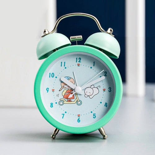 Cartoon Children High Volume Alarm Multifunctional Bedside Clock, Colour: Green Liberty Little Sisters