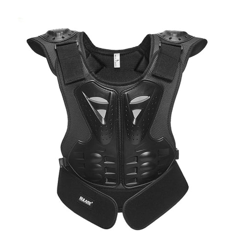 SULAITE Children Skating Back Protector Chest Protector Spine Protector Night Reflective Armor Child Riding Armor, Specification: M(Black)
