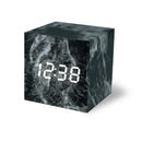 LED Electronic Clock Marble Sound Control Alarm Clock Square Black Pattern