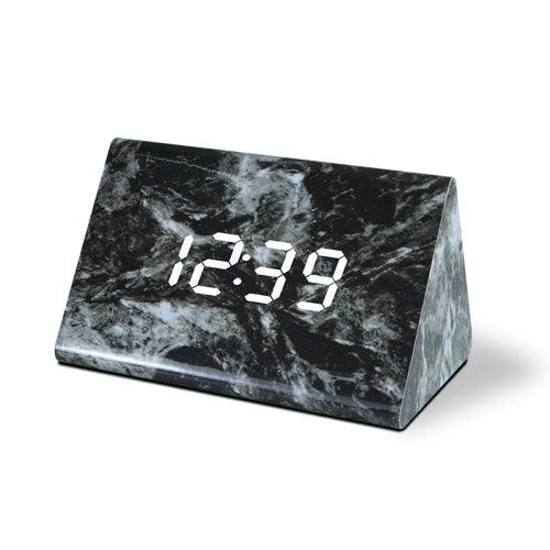 LED Electronic Clock Marble Sound Control Alarm Clock Small Triangle Black Pattern