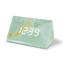LED Electronic Clock Marble Sound Control Alarm Clock Small Triangle Blue Yellow Pattern