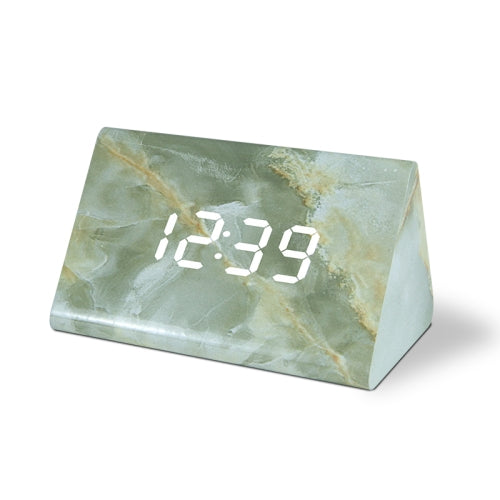 LED Electronic Clock Marble Sound Control Alarm Clock Small Triangle Gray Pattern