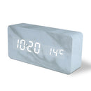LED Electronic Clock Marble Sound Control Alarm Clock Middle Rectangular White Pattern