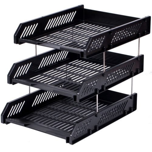 Deli 9209 Office Storage Supplies Three-Tier File Box(Black)