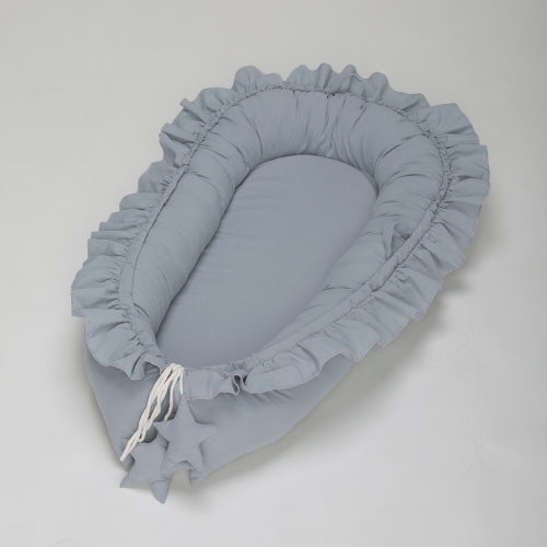 Lace Cotton Baby Uterus Bionic Bed Portable Newborn Bed Mat(Blue-green)