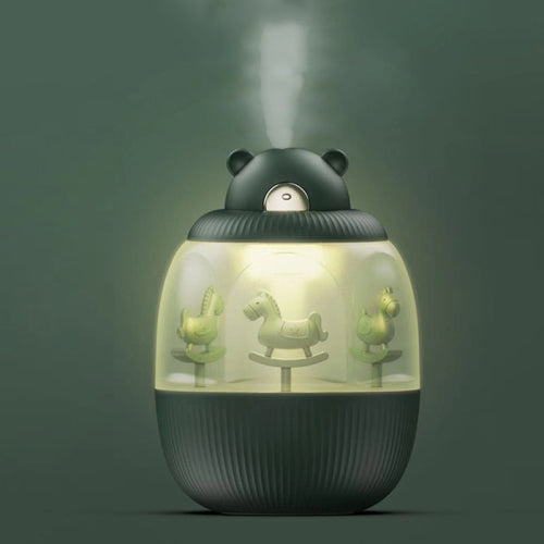 MJ010 USB Air Humidifier Home Small Bedroom Desktop Carousel Air Humidifier with Music Box, Product specifications: Battery Type(Green)