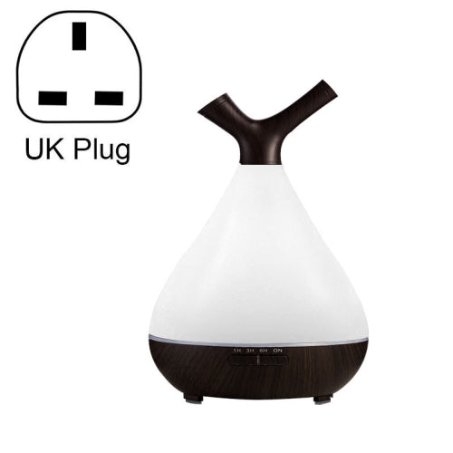 YCTA-008 Household Mute Small Wood Grain Colorful Light Aroma Diffuser Night Tree Air Humidifier, Product specifications: UK Plug(Deep Wood Grain)