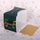 50 Pieces Set Portable Transparent Pieces Cake Box Mousse Pastry Packaging Box, Colour: Small Dark Green Leaves (With Tray)