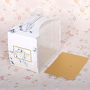 50 Pieces Set Portable Transparent Pieces Cake Box Mousse Pastry Packaging Box, Colour: Small Marble Pattern (With Tray)