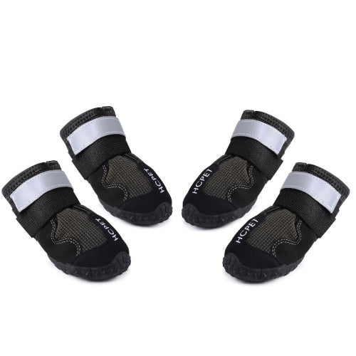 HCPET Dog Non-Slip Wear-Resistant Rain Boots Pet Outdoor Waterproof Shoes, Size: 4(Black)
