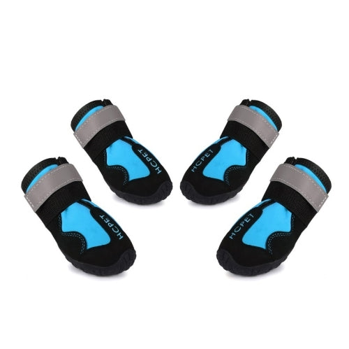 HCPET Dog Non-Slip Wear-Resistant Rain Boots Pet Outdoor Waterproof Shoes, Size: 5(Blue)