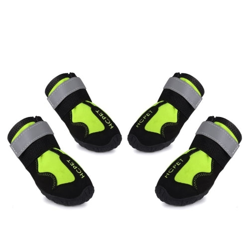 HCPET Dog Non-Slip Wear-Resistant Rain Boots Pet Outdoor Waterproof Shoes, Size: 8(Green)