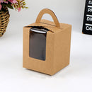 30 PCS Transparent Window 1 Piece Cardboard Portable Cup Cake Box Mousse Pastry Box Cowhide Color