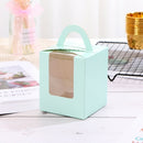 30 PCS Transparent Window 1 Piece Cardboard Portable Cup Cake Box Mousse Pastry Box Green
