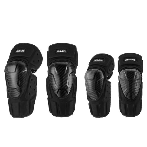 SULAITE Off-Road Motorcycle Windproof Warmth Drop-Proof Breathable Carbon Fiber Protective Gear, Specification: Knee Pads+Elbow Pads