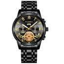 FNGEEN 4001 Men Non-Mechanical Watch Multi-Function Quartz Watch, Colour: Black Steel Black Surface Gold Nails