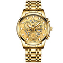 FNGEEN 4088 Men Hollow Quartz Watch Student Waterproof Luminous Watch(Full Gold Gold Surface)