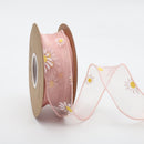 2 PCS Small Daisy Mermaid Ribbon Flower Bouquet Handwriting Snow Yarn Ribbon(Pink)