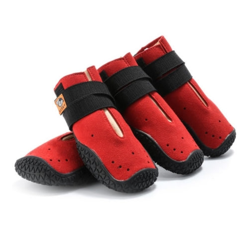 HCPET Non-Slip Wear-Resistant Pet Shoes Four Seasons Breathable Dog Shoes, Size: 2(Red)