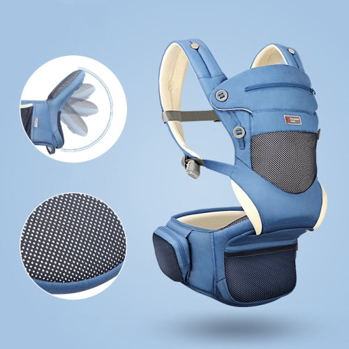 Kangaroo Baby Double Shoulder Baby Carrier Front Holding Type Foldable Lightweight Waist Stool(Sapphire)