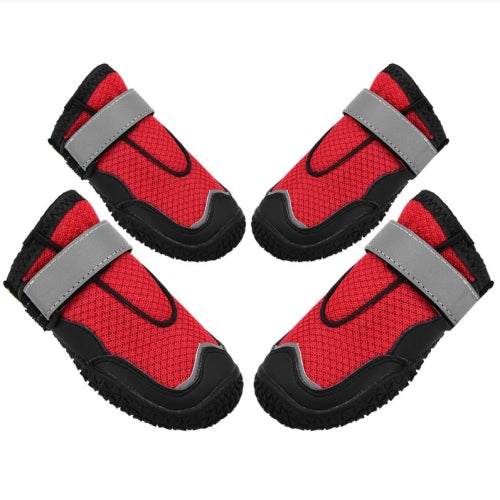 HCPET Pet Wear-Resistant & Breathable Shoes Outdoor Non-Slip Dog Shoes, Size: 7(Red)