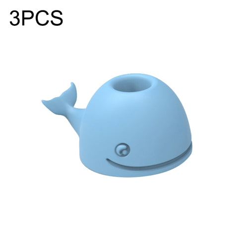 3 PCS Silicone Whale Toothbrush Holder Desktop Office Pen Holder(Light Blue)