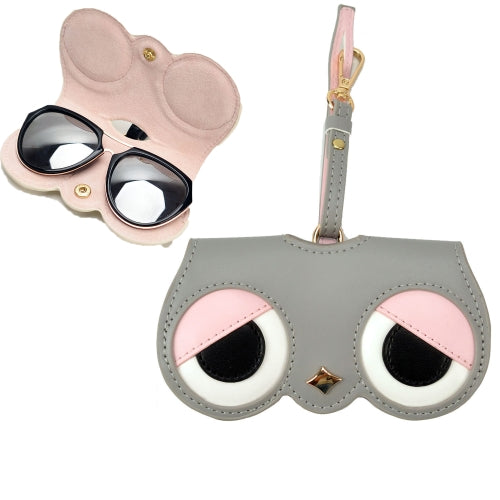 Cute And Funny PU Sunglasses Case Portable Glasses Case With Hanging Buckle, Colour: Mengbao (Gray Stitching)