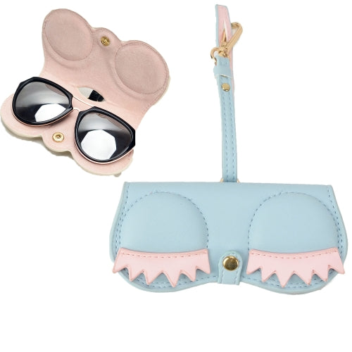 Cute And Funny PU Sunglasses Case Portable Glasses Case With Hanging Buckle, Colour: Eyelashes