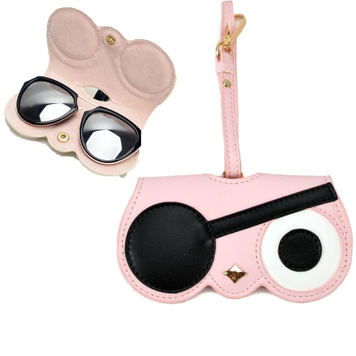 Cute And Funny PU Sunglasses Case Portable Glasses Case With Hanging Buckle, Colour: One-eyed Pirate (Pink)