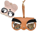 Cute And Funny PU Sunglasses Case Portable Glasses Case With Hanging Buckle, Colour: Honey Brown Fox (Brown)