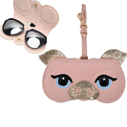 Cute And Funny PU Sunglasses Case Portable Glasses Case With Hanging Buckle, Colour: Cute Piggy