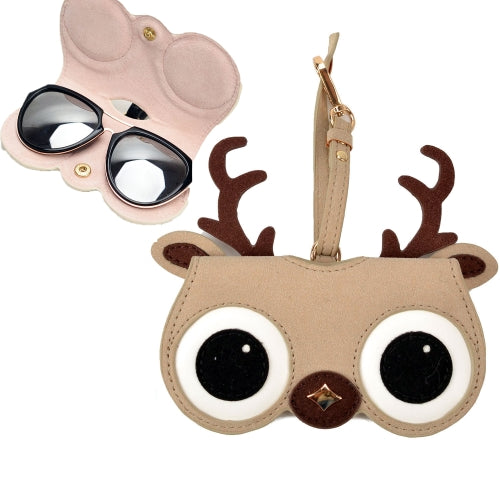 Cute And Funny PU Sunglasses Case Portable Glasses Case With Hanging Buckle, Colour: Deer