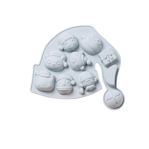 2 PCS Christmas Hat Cake Chocolate Handmade Soap Ice Tray Silicone Mold(Blue)