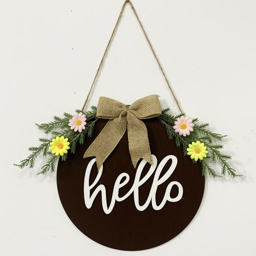 Home Decorations Easter Wreath Shooting Props Wreath Door Hanging Brown Hello