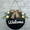 Home Decorations Easter Wreath Shooting Props Wreath Door Hanging Dark Blue Welcome Wooden Sign