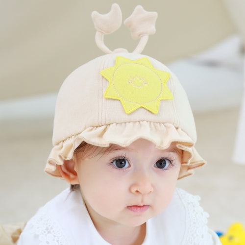 Cartoon Sun Pattern Baby Sun Hat Spring and Autumn Children Fisherman Hat Big Brim Hat, Size: Cap Circumference 42-46cm(Shell Beige)
