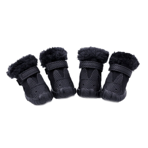 4 PCS/Set Pet AutumnWinter Thicken Cotton Shoes Dog Warm And Non-Slip Shoes, Size: No. 3(Black)