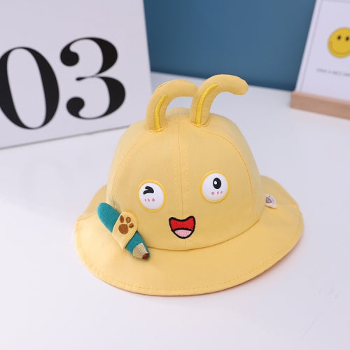 C0414 Cartoon Little Ant Shape Baby Pot Hat Fisherman Hat Wide Brim Baby Sun Hat, Size: Around 48cm(Yellow)