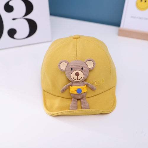C0423 Spring Hug Bear Shape Baby Cap Cotton Sunhat, Size: 46cm Adjustable(Turmeric)
