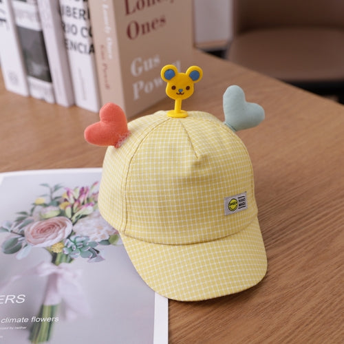 C0461 Double Love-heart Cartoon Bear Shape Baby Baseball Cap, Size: 46cm Adjustable(Yellow)