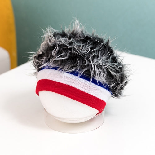 C0486 Elastic Wig Children Hat, Size: About 50cm(Black White Hair)