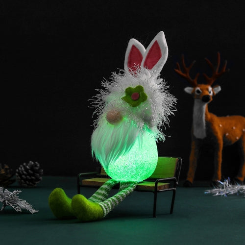 Rabbit Ears Glowing Faceless Doll Decoration Easter Doll Props(Green)